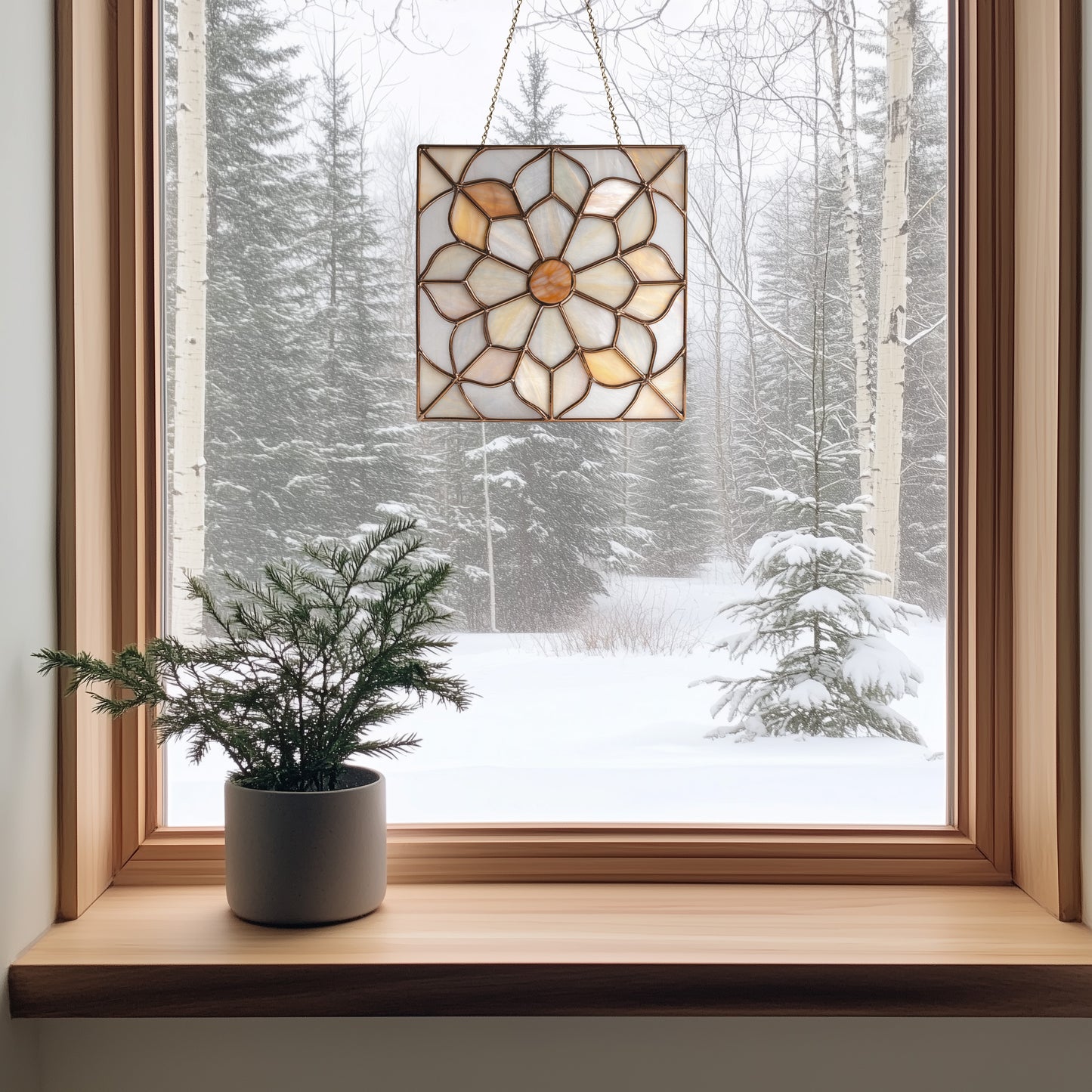 Floral Quilt Square Stained Glass Pattern PDF & PNG