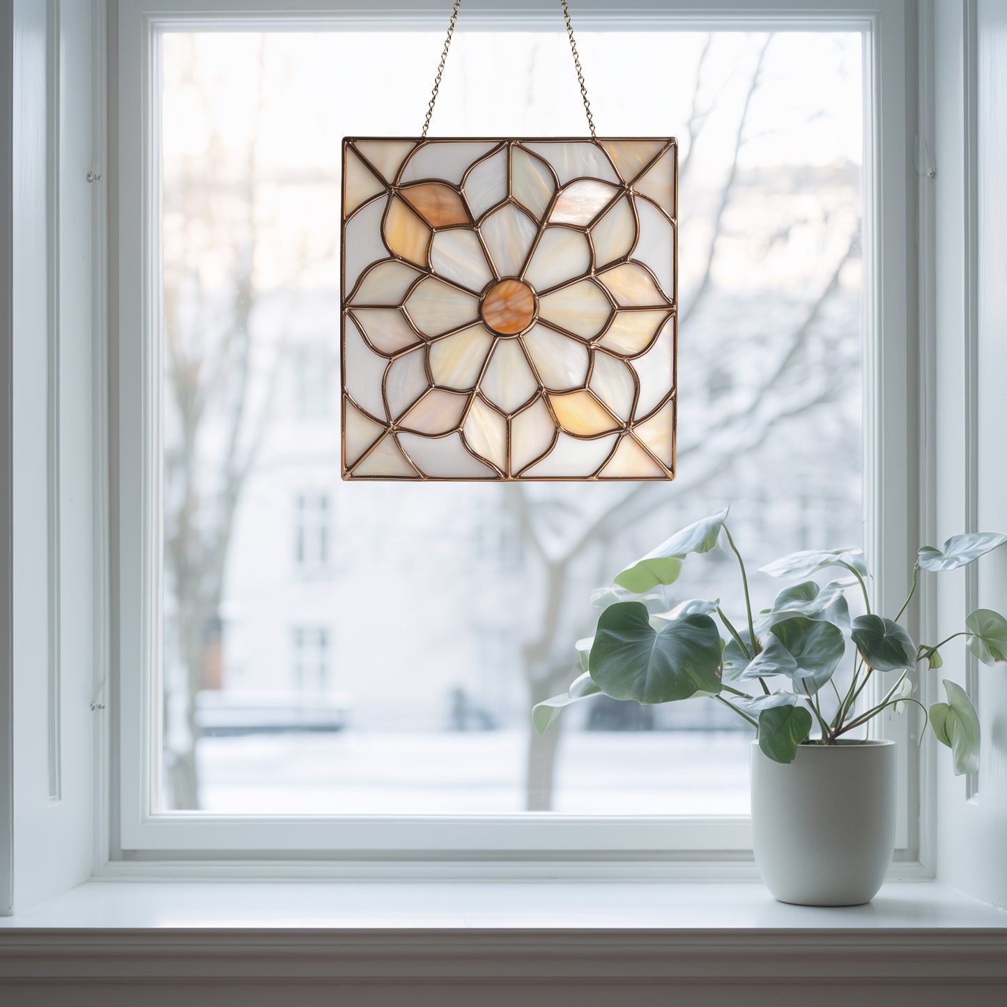 Floral Quilt Square Stained Glass Pattern PDF & PNG