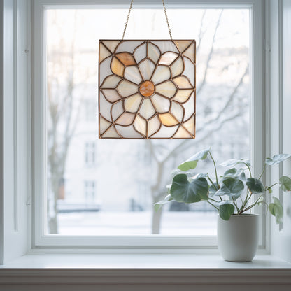 Floral Quilt Square Stained Glass Pattern PDF & PNG