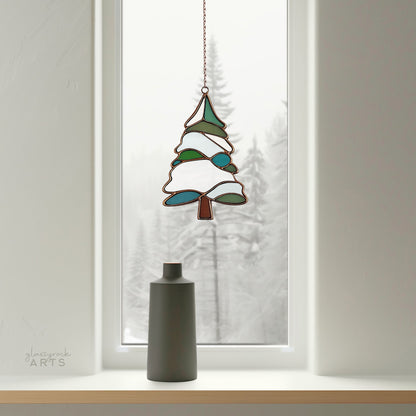 Snowy Tree Stained Glass Pattern