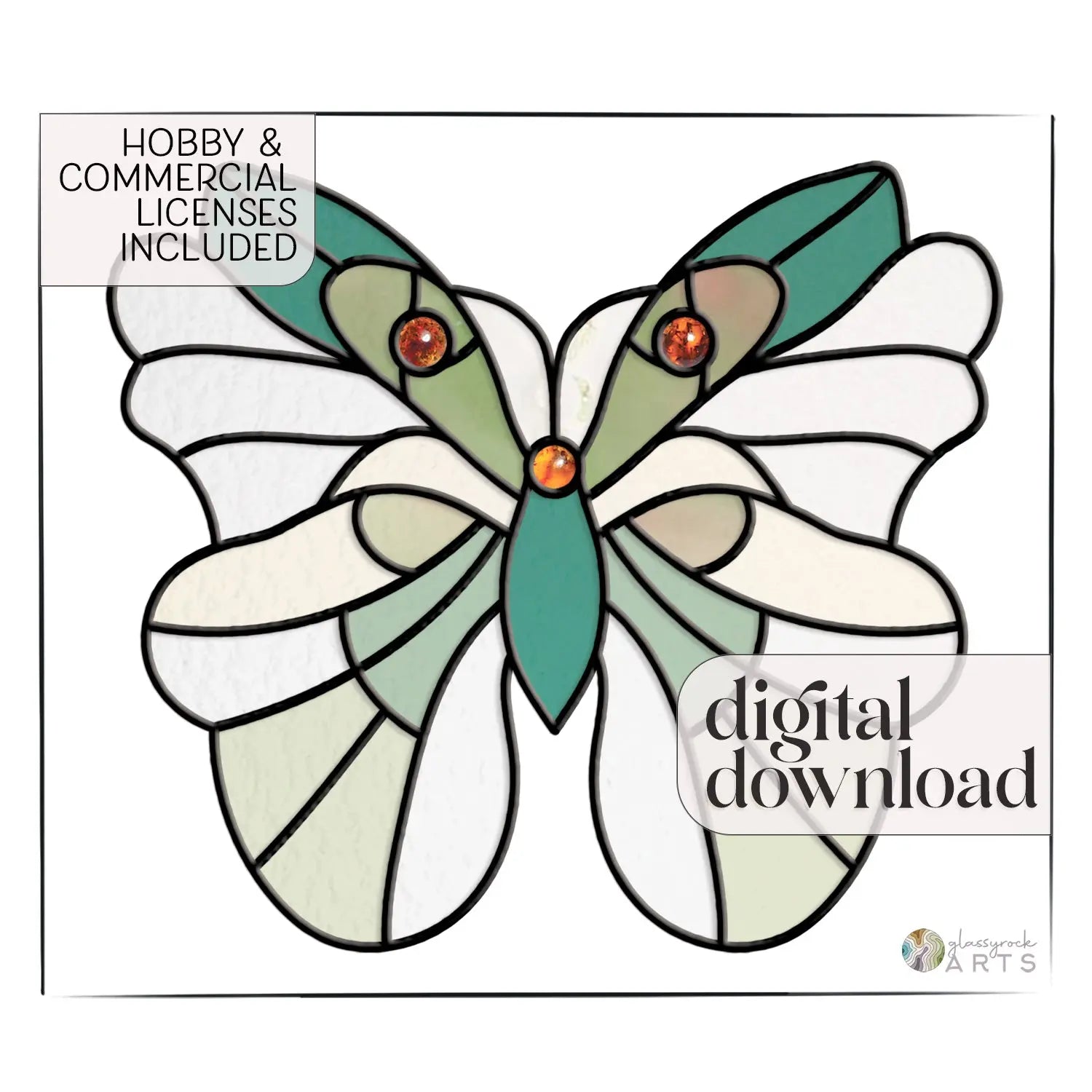 Spring Moth Stained Glass Pattern - GlassyRock Arts