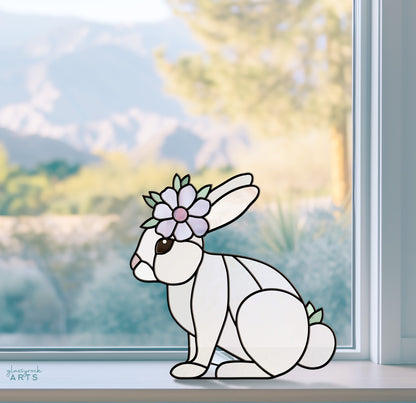 A picture of the Spring Rabbit Bunny Stained Glass Rabbit Pattern from GlassyRock Arts. 