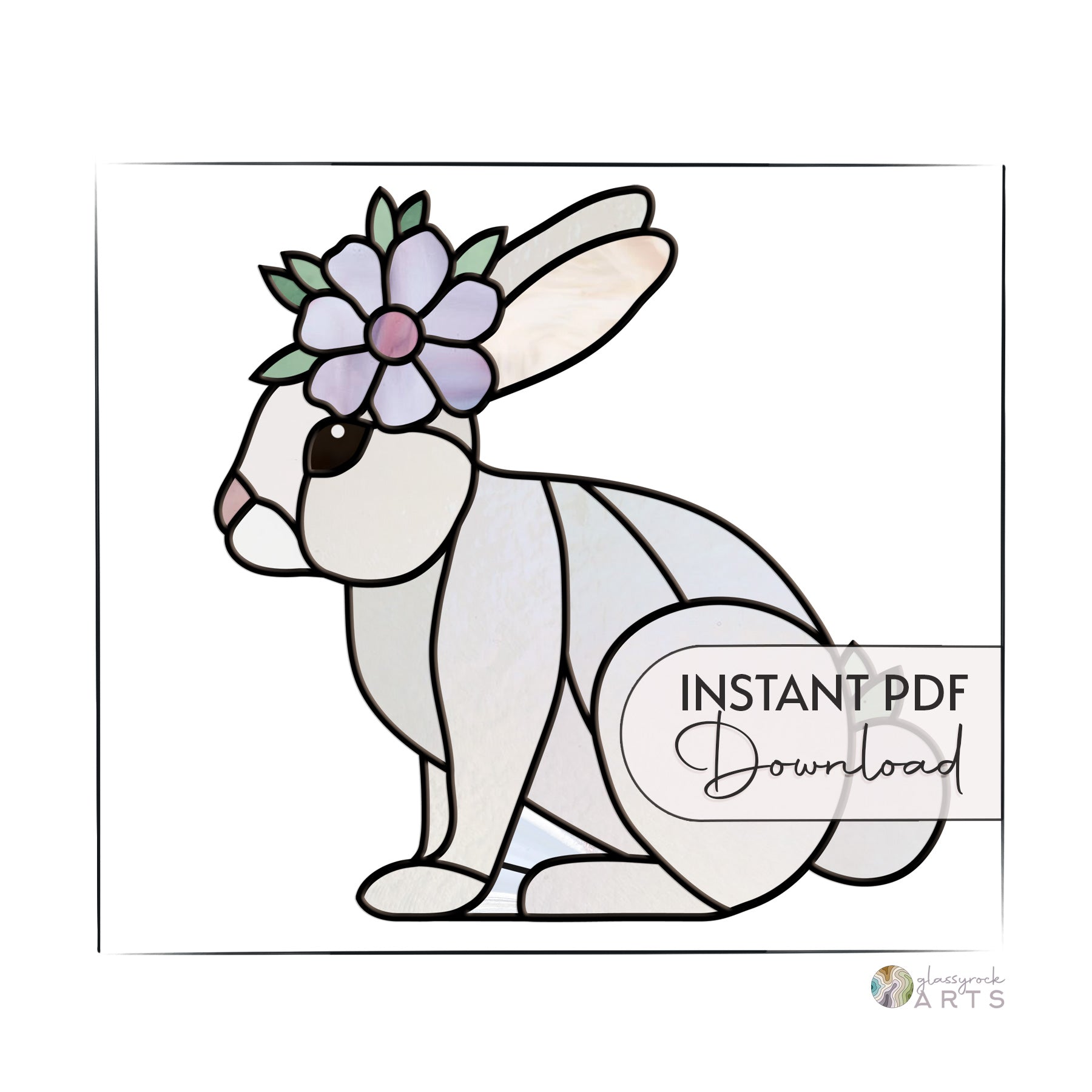 Stained Glass Spring Rabbit Pattern – GlassyRock Arts