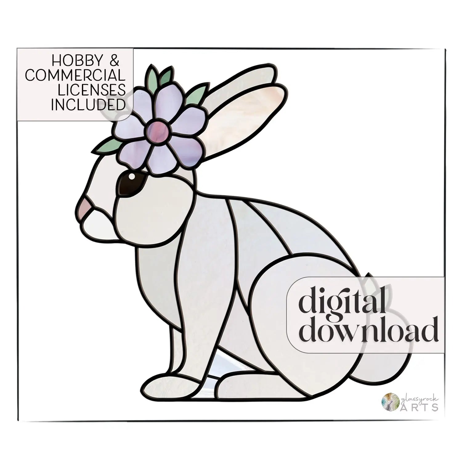 Spring Rabbit Bunny Stained Glass Rabbit Pattern