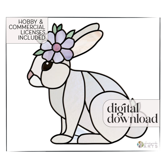 A picture of the Spring Rabbit Bunny Stained Glass Rabbit Pattern from GlassyRock Arts. 