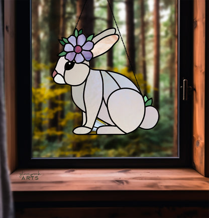 A picture of the Spring Rabbit Bunny Stained Glass Rabbit Pattern from GlassyRock Arts. 