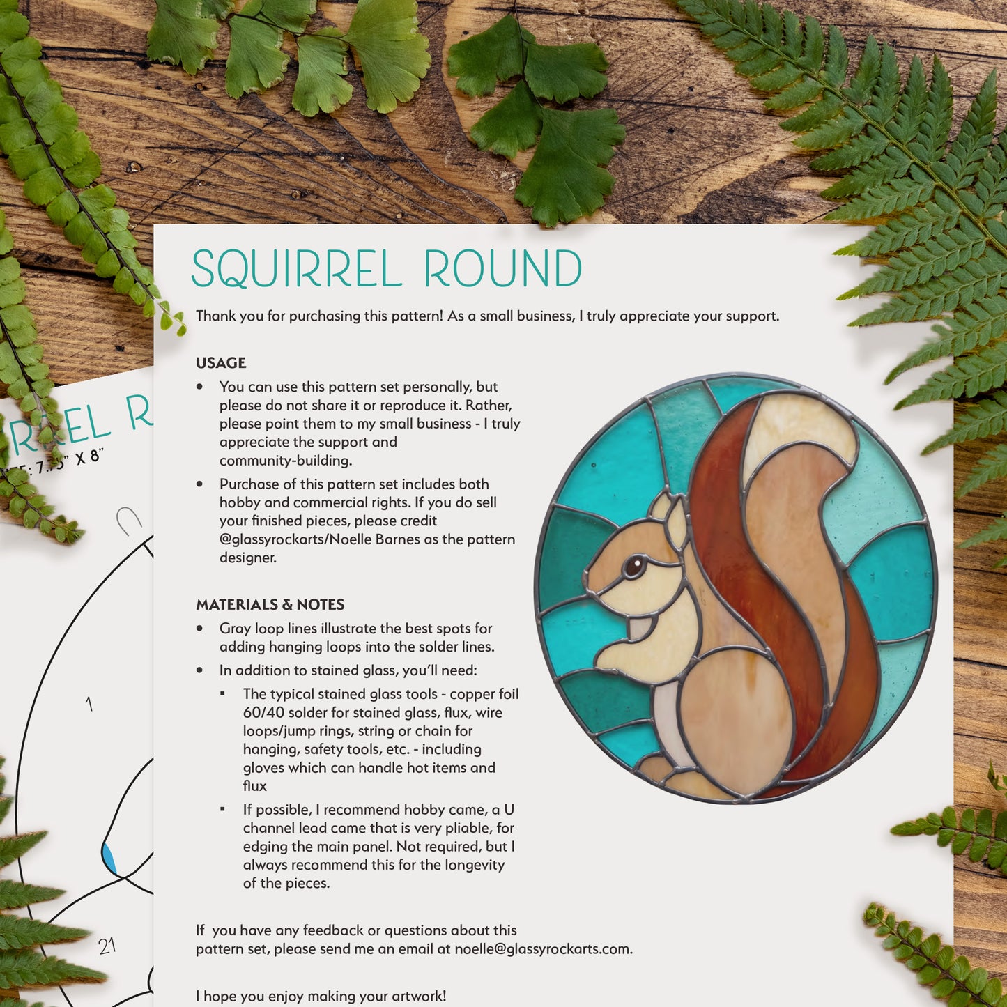Squirrel Round Suncatcher Pattern PDF with SVG & PNG