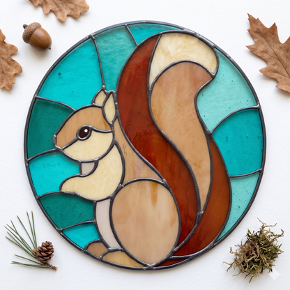 Squirrel Round Suncatcher Pattern PDF with SVG & PNG
