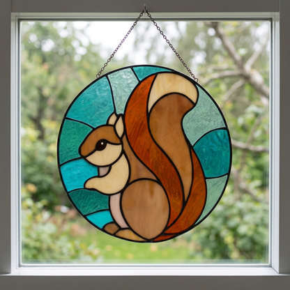 Squirrel Round Suncatcher Pattern PDF with SVG & PNG