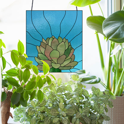 Echeveria Succulent Stained Glass Panel Pattern