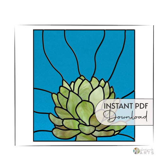 Echeveria Succulent Stained Glass Panel Pattern