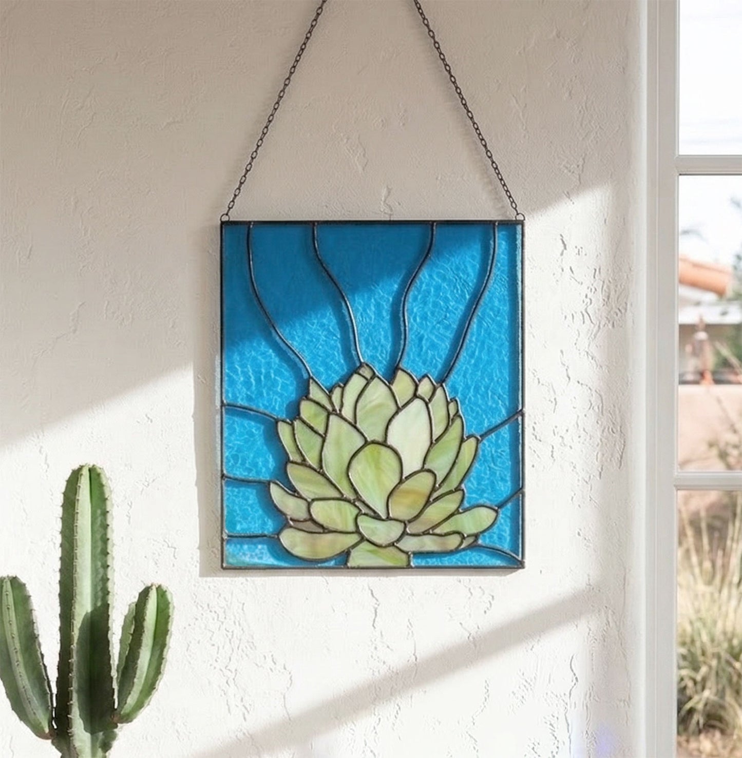Three Succulent Stained Glass Panel Patterns PDF & PNG