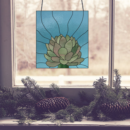Echeveria Succulent Stained Glass Panel Pattern