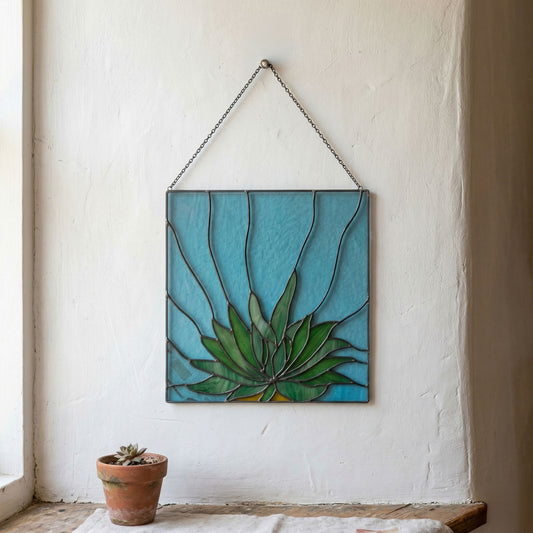 Gasteria Succulent Stained Glass Panel Pattern PDF & PNG