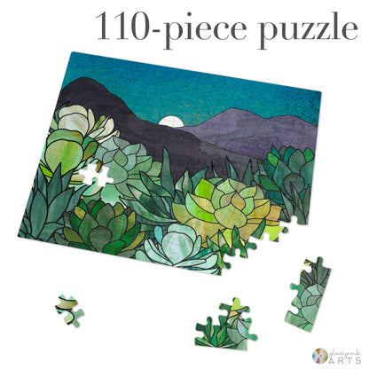 A picture of the Stained Glass Succulent Garden Jigsaw Puzzle from GlassyRock Arts. 