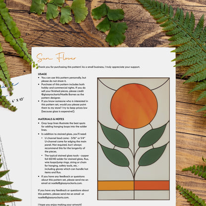 Sun Flower Symmetrical Stained Glass Pattern