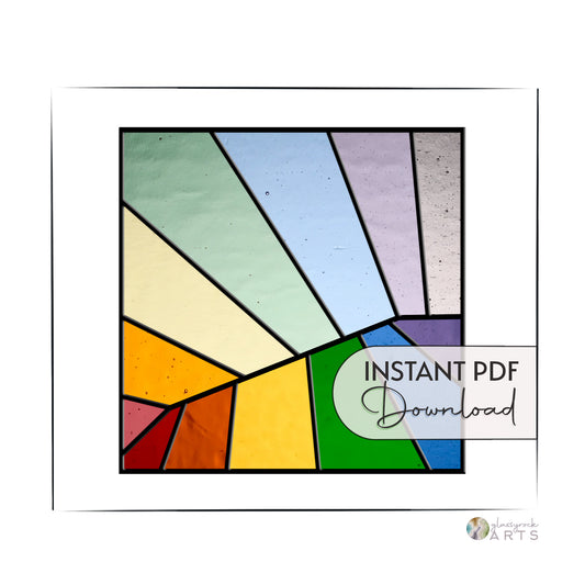 Beginner Square Abstract Rainbow Stained Glass Pattern