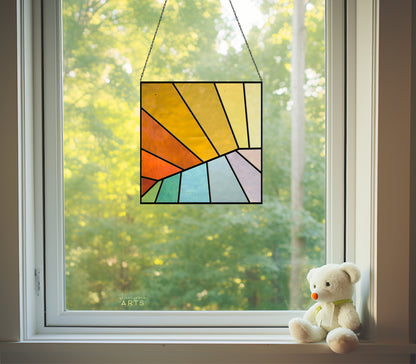 A picture of the Beginner Square Abstract Rainbow Stained Glass Pattern from GlassyRock Arts. 