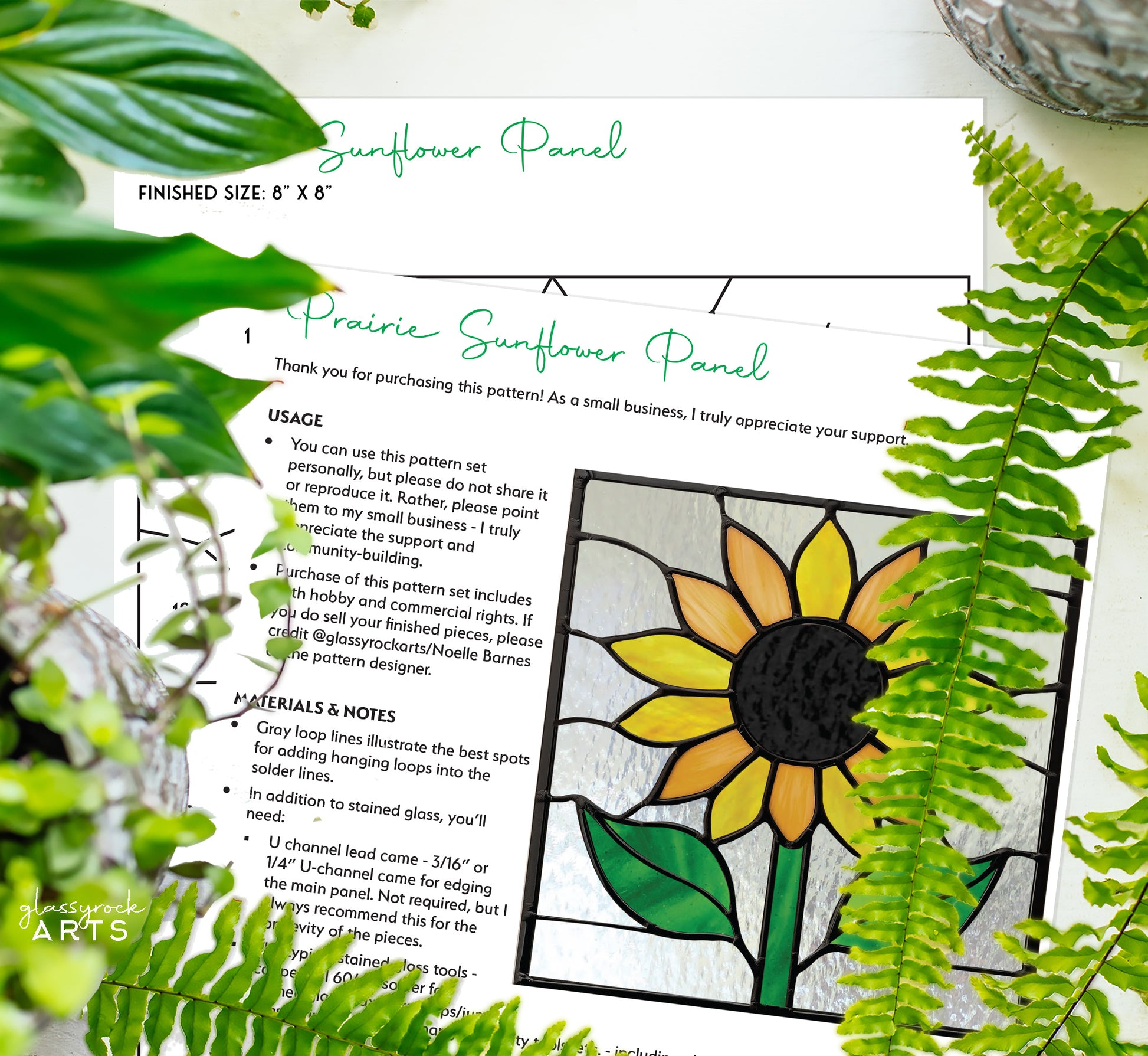 Sunflower Stained Glass Pattern - GlassyRock Arts sunflower-stained-glass-pattern-glassyrock-arts