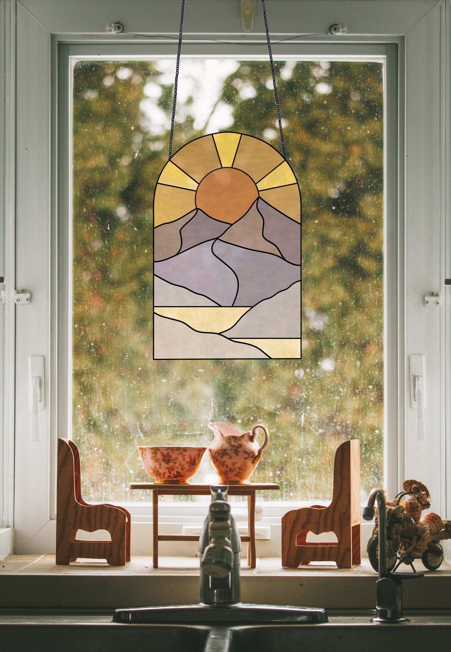 Boho Landscape Stained Glass Pattern