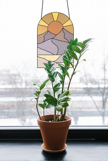 Boho Landscape Stained Glass Pattern