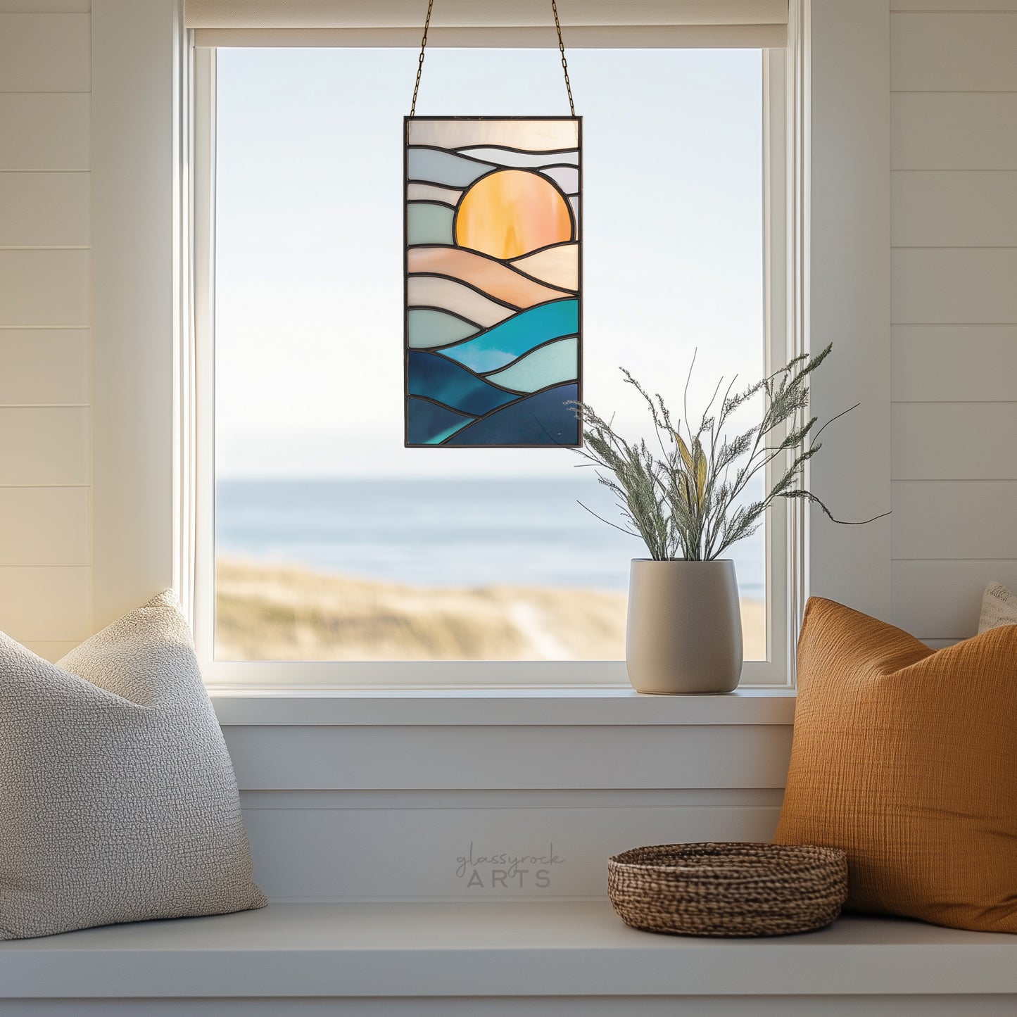 Sunset Landscape Stained Glass Pattern and PNG