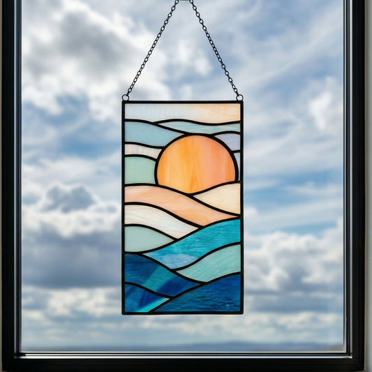 Sunset Landscape Stained Glass Pattern and PNG