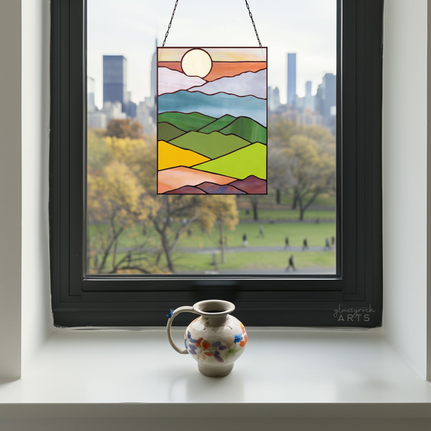 Mountain Landscape Stained Glass Pattern - Crafting Patterns & Molds, from GlassyRock Arts