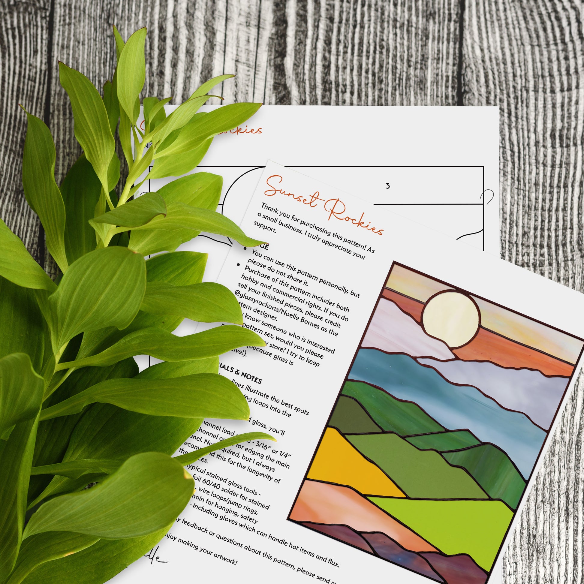 Mountain Landscape Stained Glass Pattern - Crafting Patterns & Molds, from GlassyRock Arts