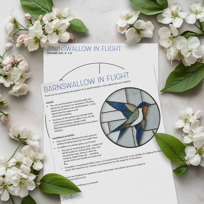 Barnswallow Round Stained Glass Pattern with SVG and PNG