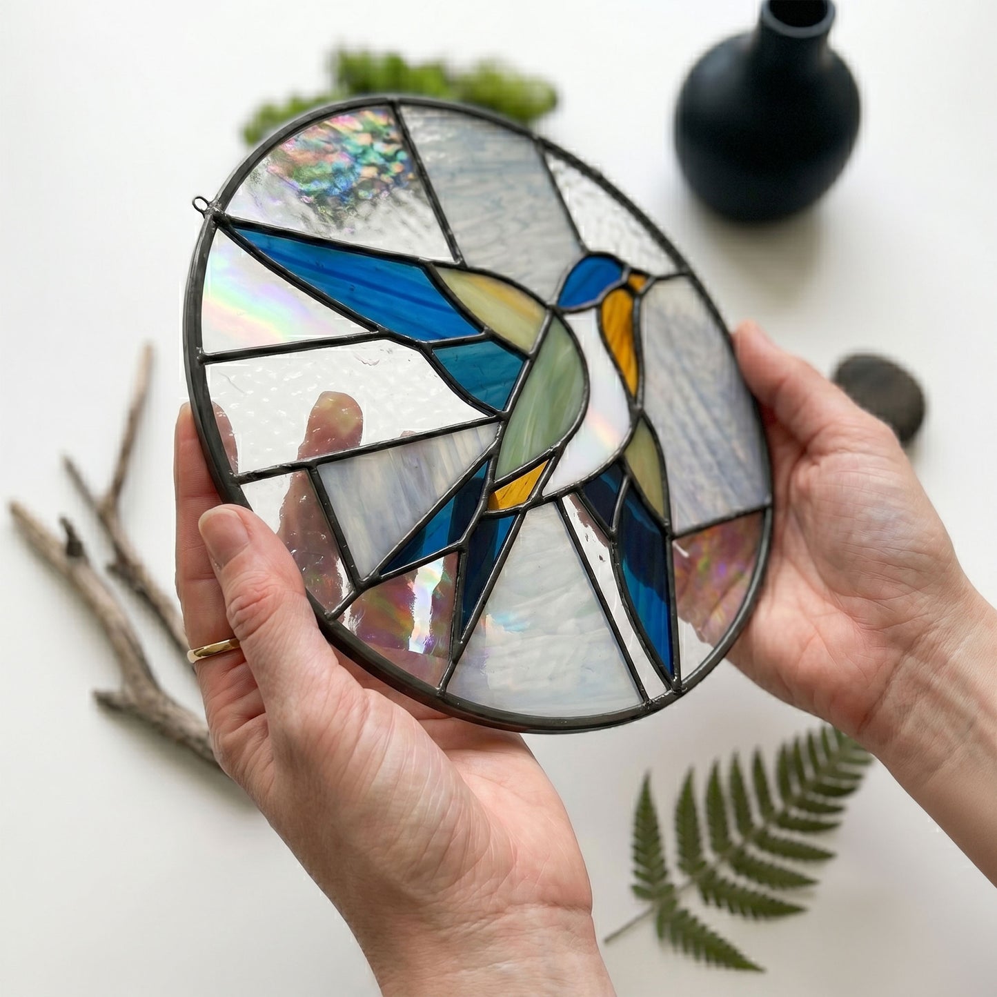 Barnswallow Round Stained Glass Pattern with SVG and PNG