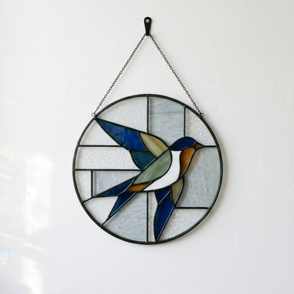 Barnswallow Round Stained Glass Pattern with SVG and PNG
