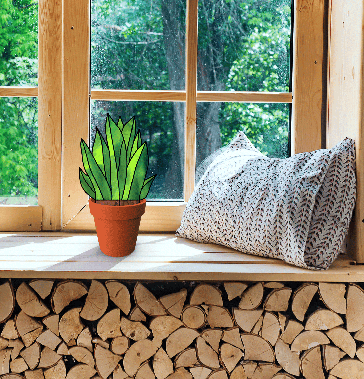 Plant Stem Stained Glass Pattern