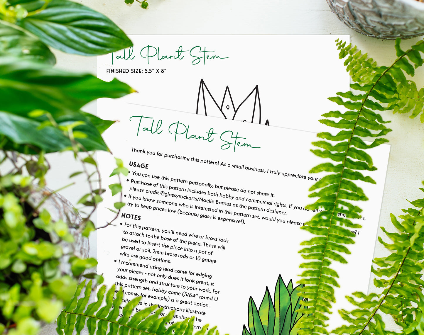 Plant Stem Stained Glass Pattern