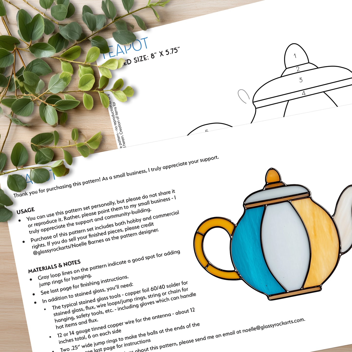 Teapot Stained Glass Pattern and PNG