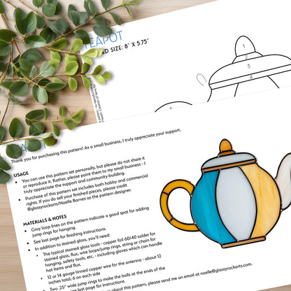 Teapot Stained Glass Pattern and PNG