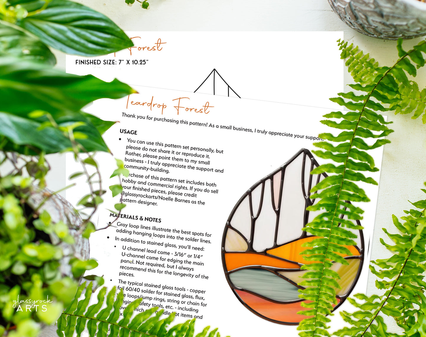 Forest Stained Glass Teardrop Pattern