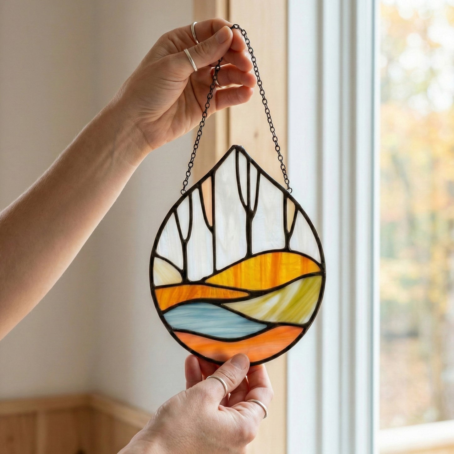 Forest Stained Glass Teardrop Pattern