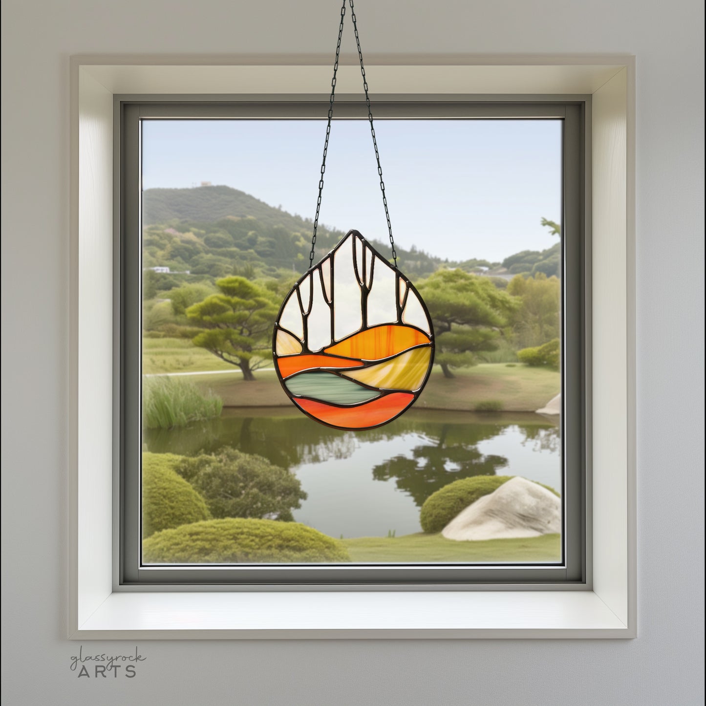 Forest Stained Glass Teardrop Pattern