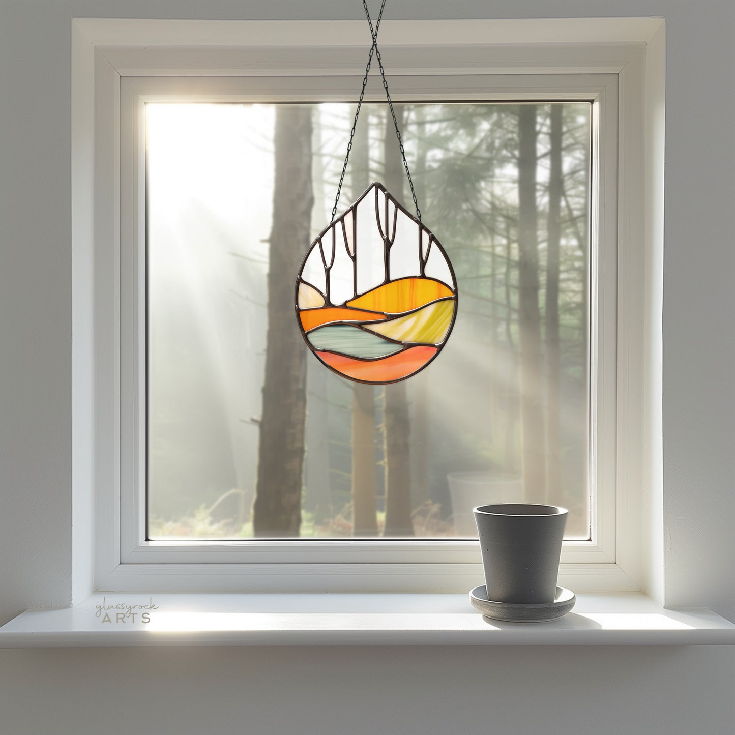 Forest Stained Glass Teardrop Pattern