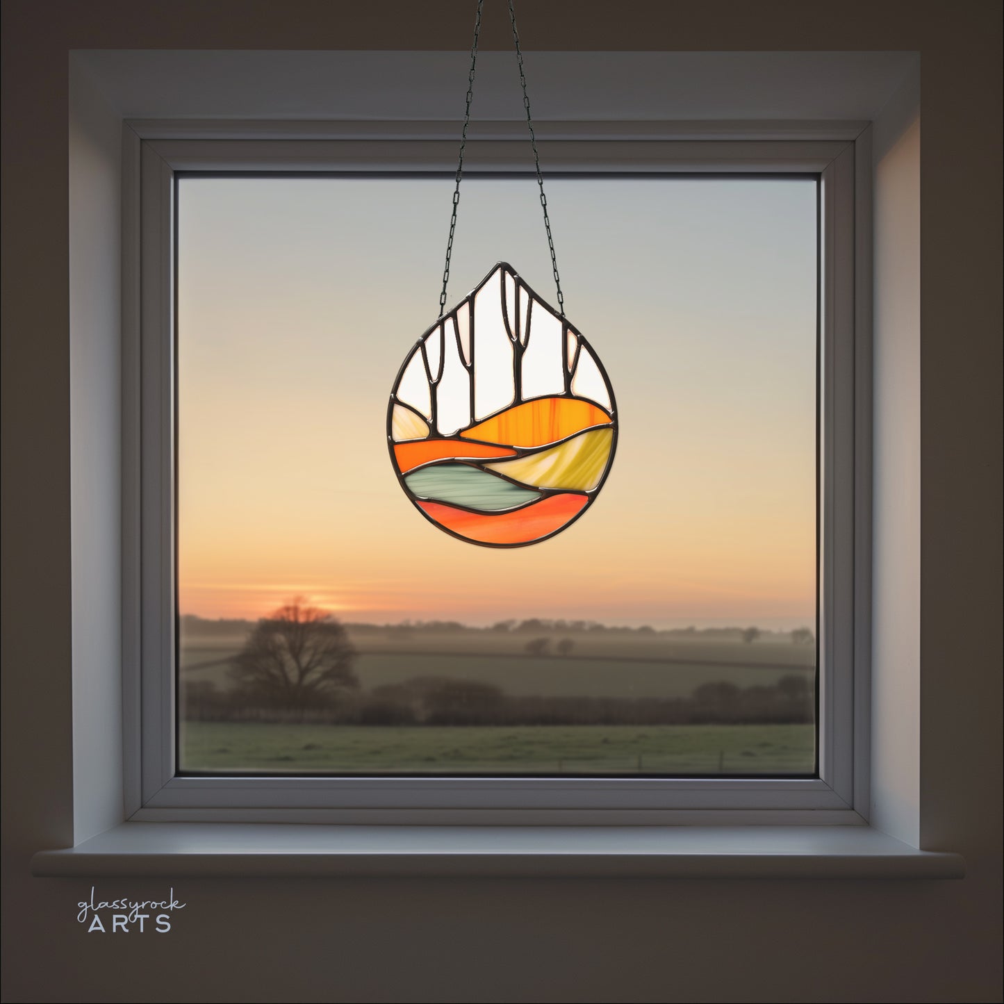 Forest Stained Glass Teardrop Pattern