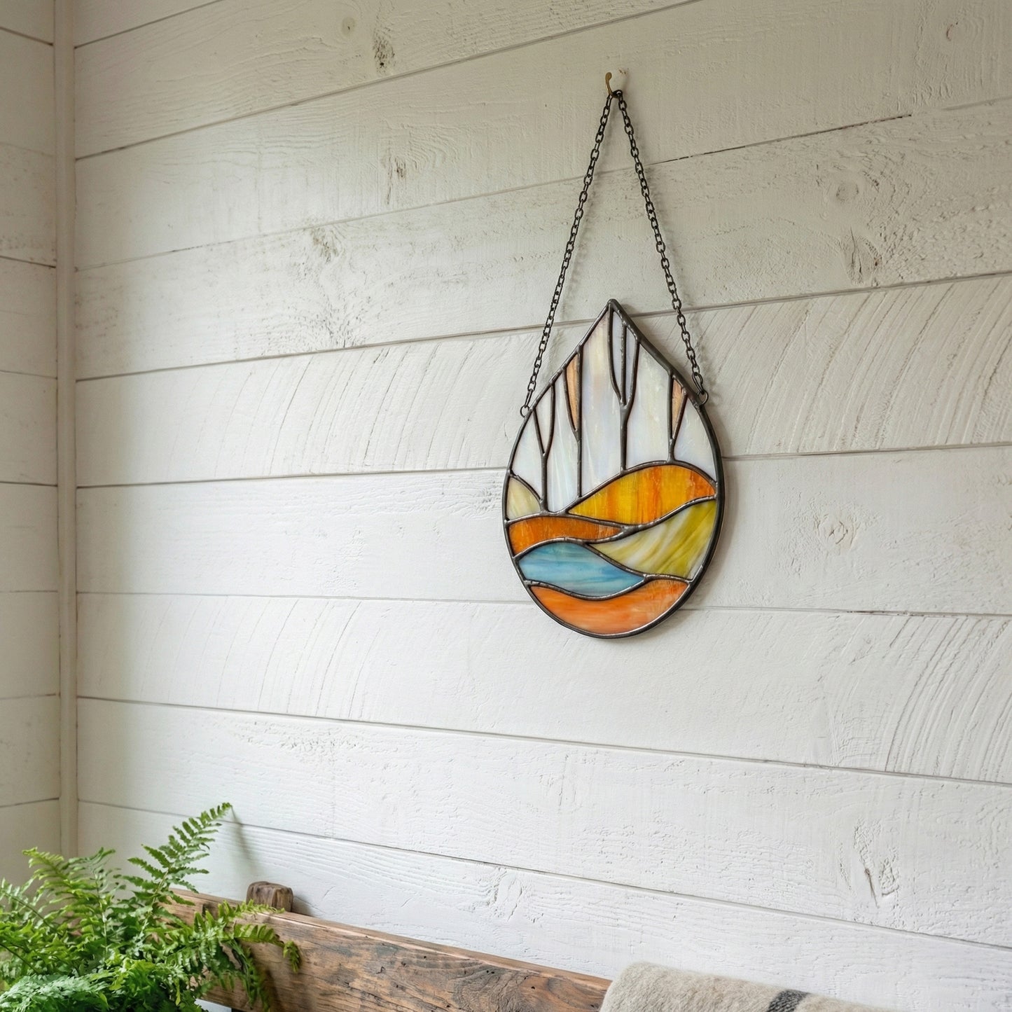 Forest Stained Glass Teardrop Pattern