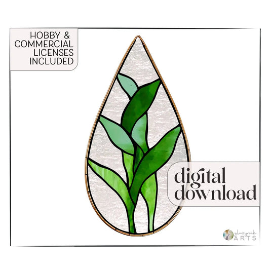 Teardrop Bamboo Plant Stained Glass Leaves Pattern