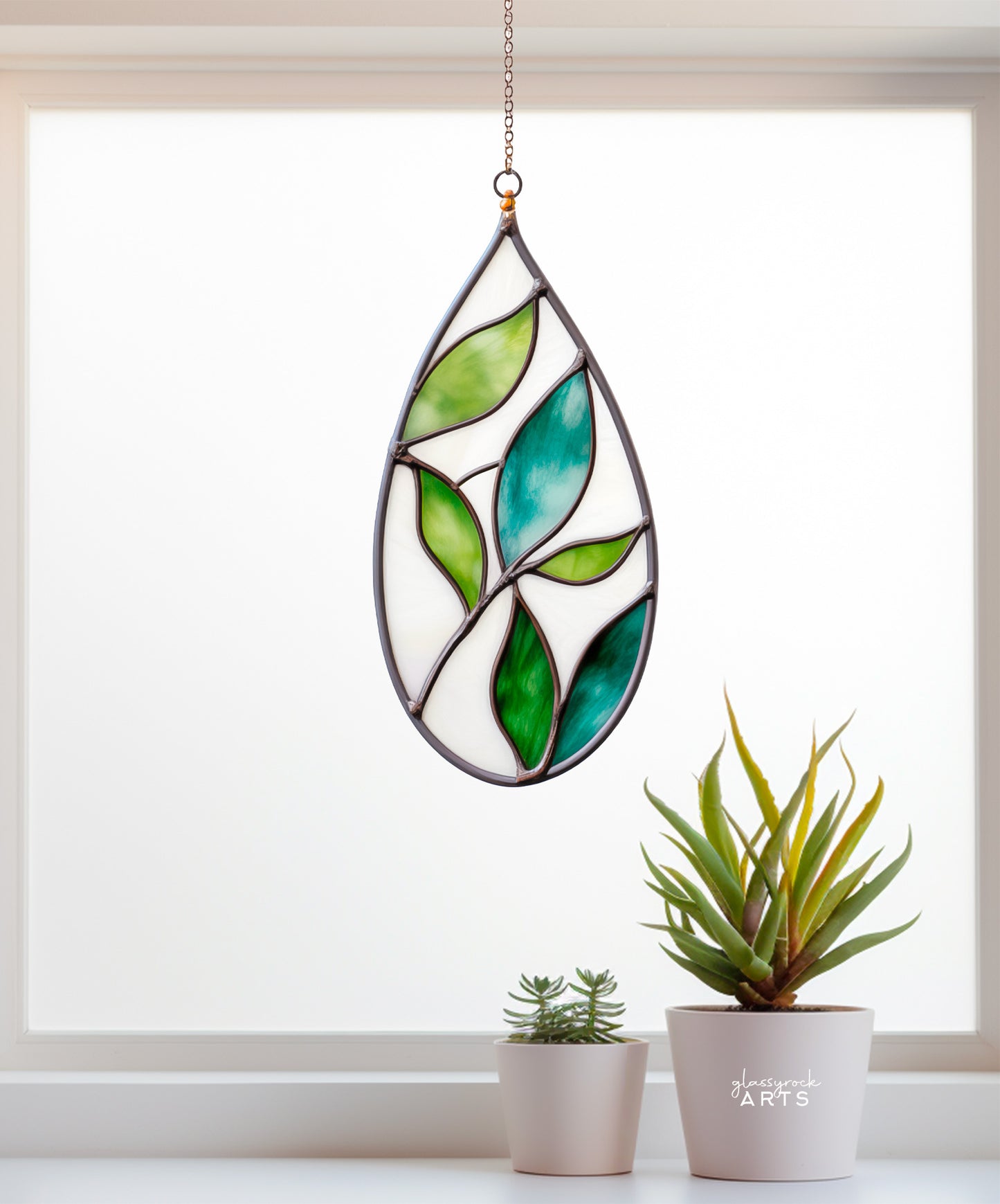 Teardrop Plant Stained Glass Leaves Pattern