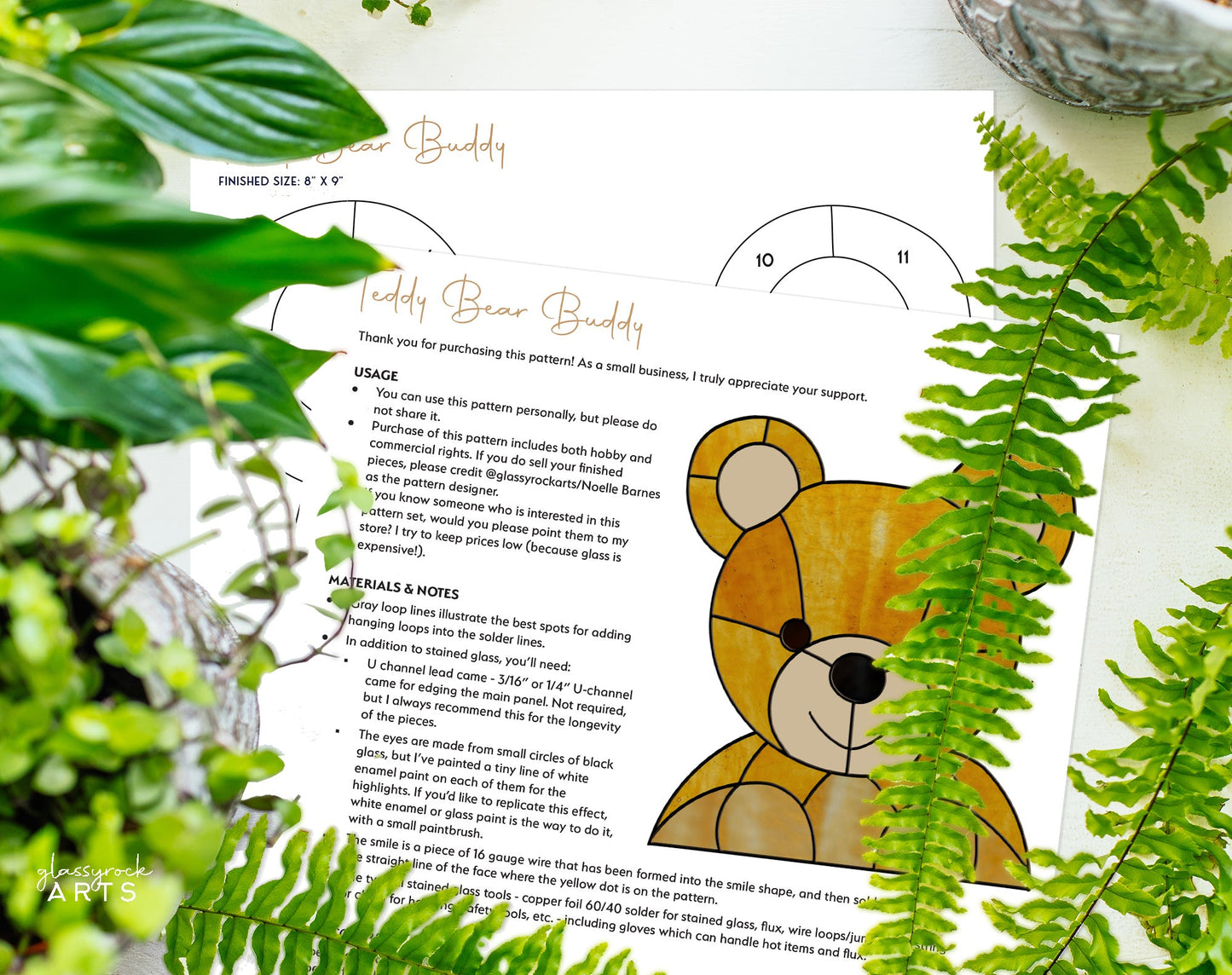 Teddy Bear Buddy Stained Glass Pattern