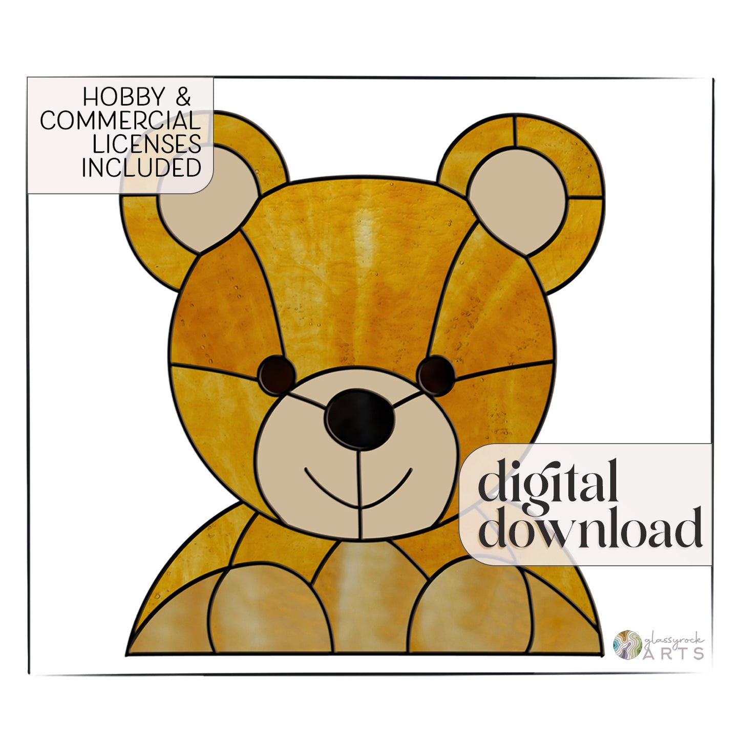 Teddy Bear Buddy Stained Glass Pattern