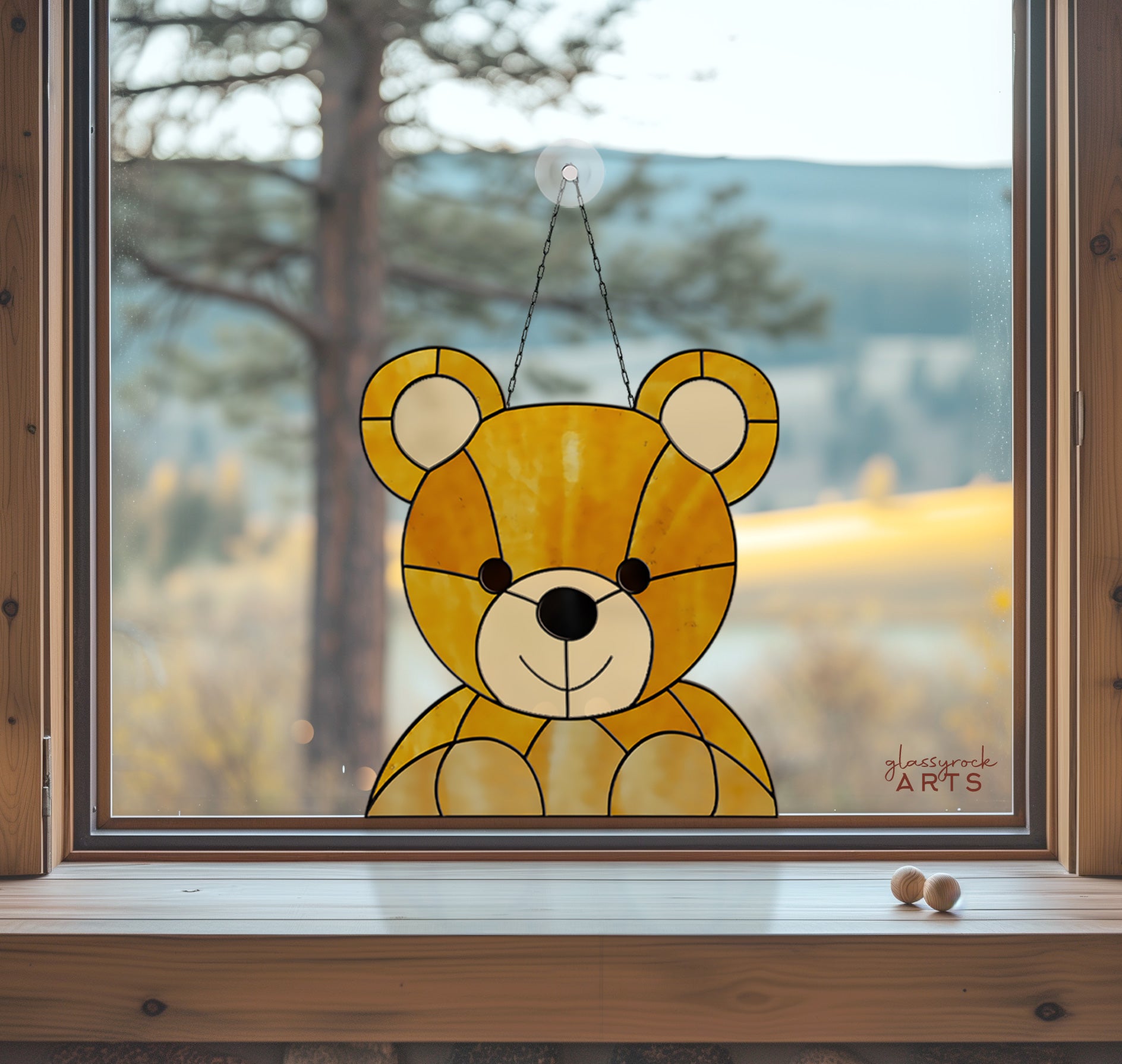 A picture of the Teddy Bear Buddy Stained Glass Pattern from GlassyRock Arts. 