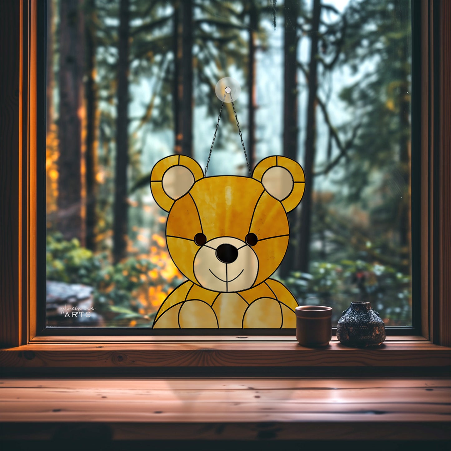 A picture of the Teddy Bear Buddy Stained Glass Pattern from GlassyRock Arts. 