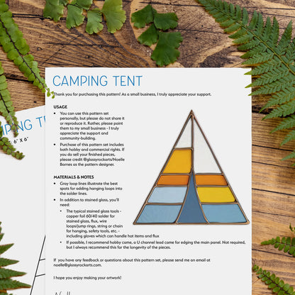 Camping Tent Stained Glass Pattern and PNG