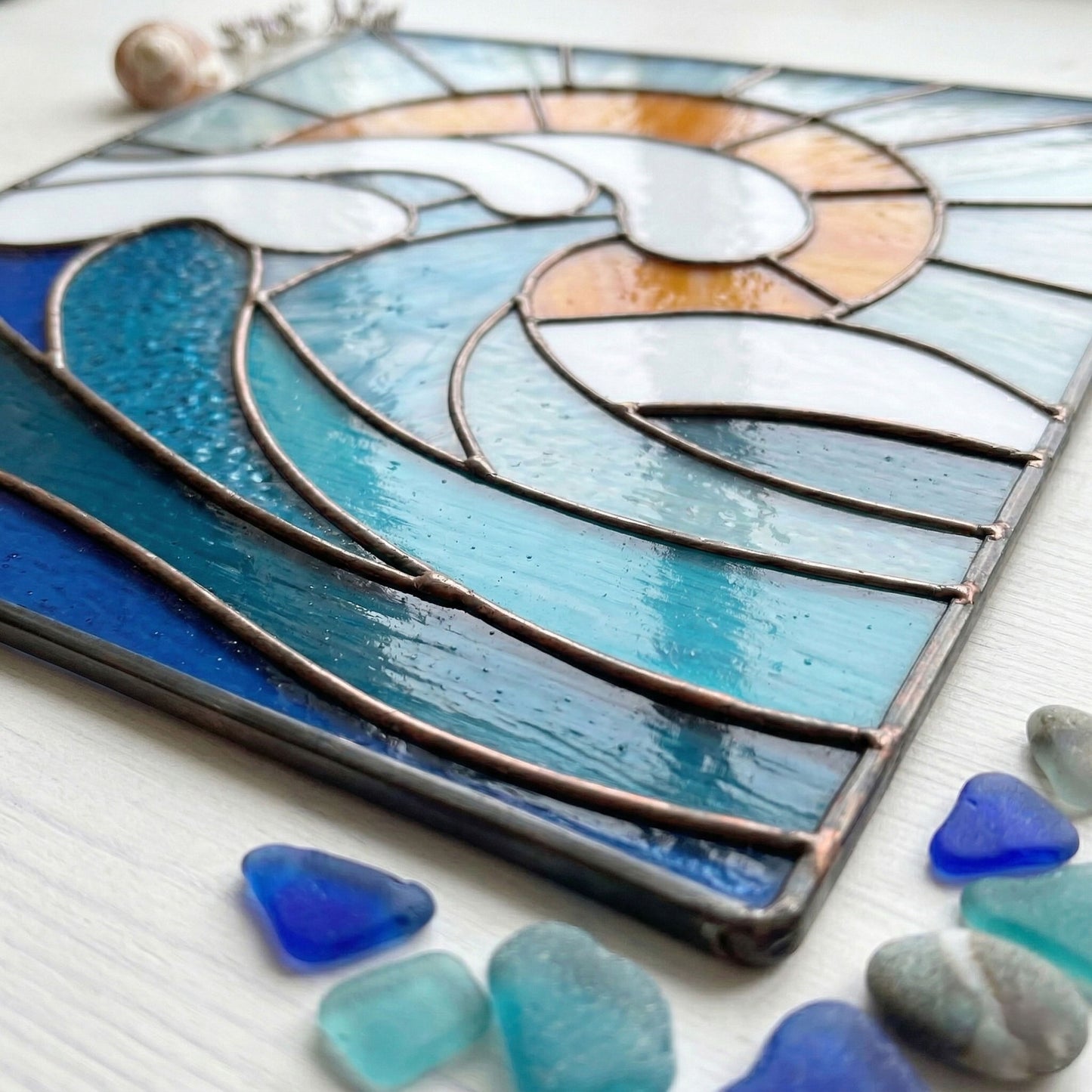 Ocean Wave Stained Glass Pattern and PNG